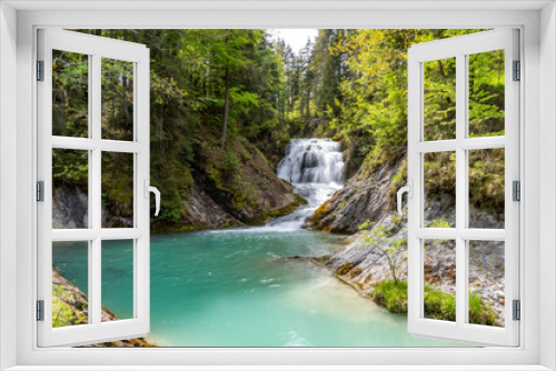 Fototapeta Naklejka Na Ścianę Okno 3D - Wasserfall Obernachkanal bei Wallgau in Oberbayern