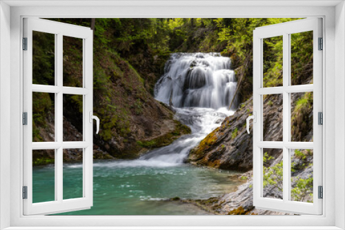 Fototapeta Naklejka Na Ścianę Okno 3D - Wilder Wasserfall Obernachkanal bei Wallgau in Oberbayern