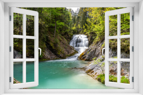 Fototapeta Naklejka Na Ścianę Okno 3D - Wasserfall im Wallgau in Oberbayern Querformat
