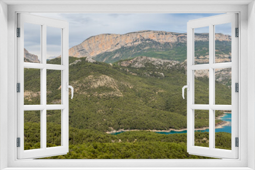 Fototapeta Naklejka Na Ścianę Okno 3D - Panoramic view Canyelles reservoir, Spain
