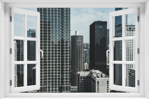 Fototapeta Naklejka Na Ścianę Okno 3D - Modern Buildings in Chicago. Architecture detais of Chicago