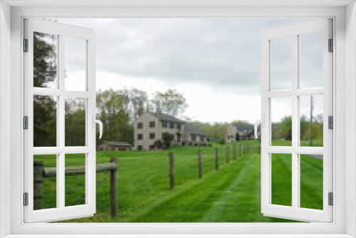 Fototapeta Naklejka Na Ścianę Okno 3D - Green Striped Lawn