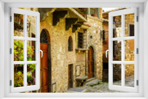 Fototapeta Naklejka Na Ścianę Okno 3D - An alley in the medieval town of Montefioralle Florence Tuscany Italy