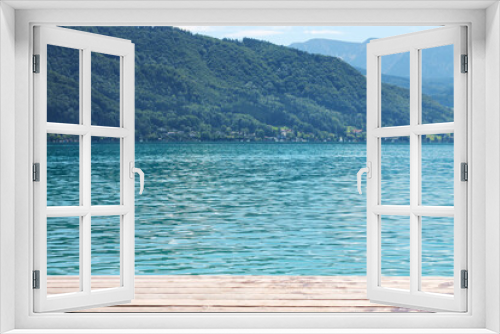 Fototapeta Naklejka Na Ścianę Okno 3D - View To Attersee Lake In Salzkammergut. Popular Tourist Destination. Austria.