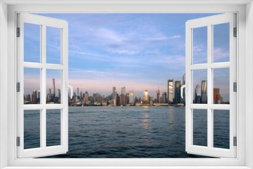 Fototapeta Naklejka Na Ścianę Okno 3D - New York, NY - USA - June 7, 2021: Wide angle landscape view of Manhattan's westside, featuring the new Hudson Yards.