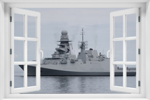 Fototapeta Naklejka Na Ścianę Okno 3D - WARSHIP - Guided missile frigate on the sea