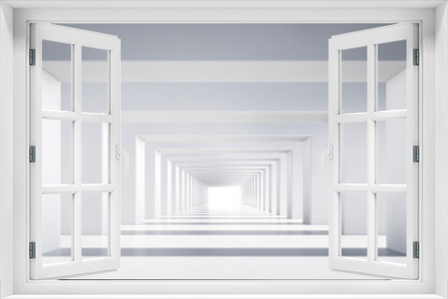 Fototapeta Naklejka Na Ścianę Okno 3D - White large interior - white hall or industrial room