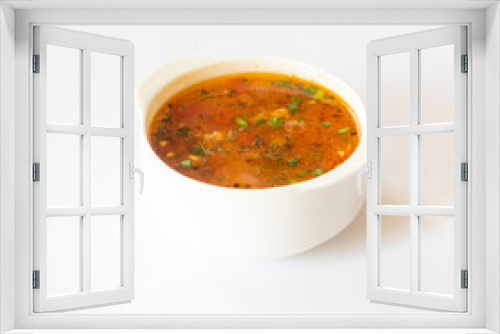 Fototapeta Naklejka Na Ścianę Okno 3D - tomato soup with bread