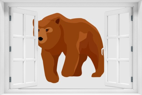 Fototapeta Naklejka Na Ścianę Okno 3D - Walking brown bear. flat style vector illustration isolated on white background