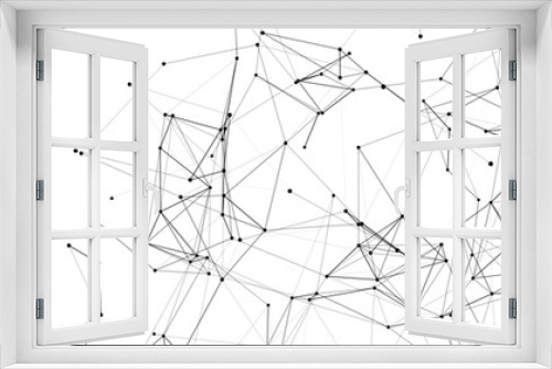 Fototapeta Naklejka Na Ścianę Okno 3D - Abstract geometric background black and white. Template for presentation of science and technology. Abstract vector background. Molecular structure. Network connection structure. Vector illustration.