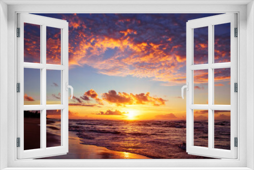 Fototapeta Naklejka Na Ścianę Okno 3D - magical sunset on the beach of brazil knowing new places