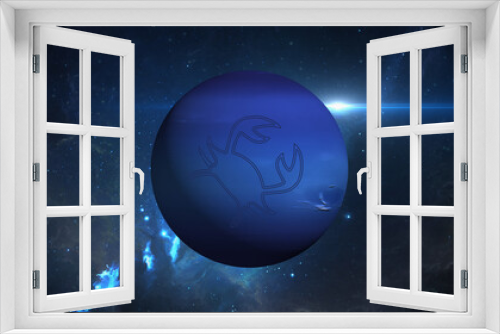 Fototapeta Naklejka Na Ścianę Okno 3D - planet neptune enters retrograde motion in cancer 3d illustration