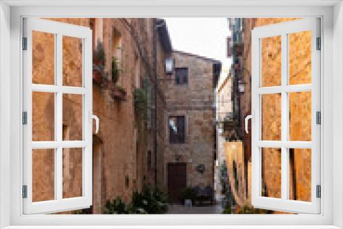 Fototapeta Naklejka Na Ścianę Okno 3D - Paisaje urbano con calle en la Toscana, Italia.