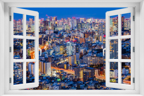 Fototapeta Naklejka Na Ścianę Okno 3D - 東京都市風景　夜景
