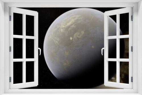 Fototapeta Naklejka Na Ścianę Okno 3D - planet suitable for colonization, earth-like planet in far space, planets background 3d render