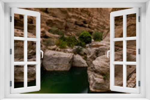 Fototapeta Naklejka Na Ścianę Okno 3D - wadi shabs in the sultanate of oman. rocky gorge along the path way to a water spring