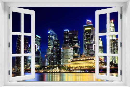 Fototapeta Naklejka Na Ścianę Okno 3D - Singapore city skyline at night