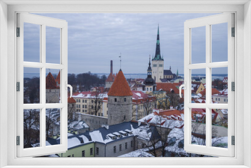 Classic cityscape of old Tallinn on a cloudy March day. Estonia
