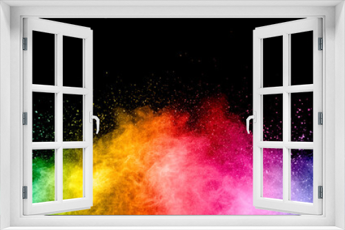 Fototapeta Naklejka Na Ścianę Okno 3D - Abstract multicolored powder explosion on black background.