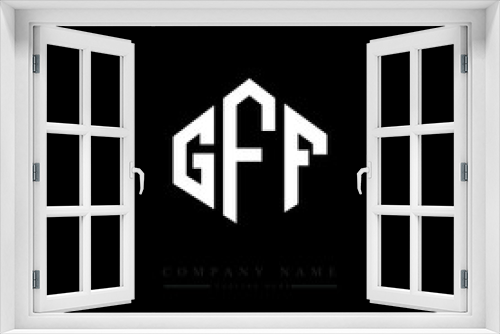 Fototapeta Naklejka Na Ścianę Okno 3D - GFF letter logo design with polygon shape. GFF polygon logo monogram. GFF cube logo design. GFF hexagon vector logo template white and black colors. GFF monogram, GFF business and real estate logo. 