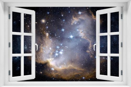 Fototapeta Naklejka Na Ścianę Okno 3D - A view from space to a galaxy and stars. Universe filled with stars, nebula and galaxy,. Panoramic shot, wide format. Elements of this image furnished by NASA.