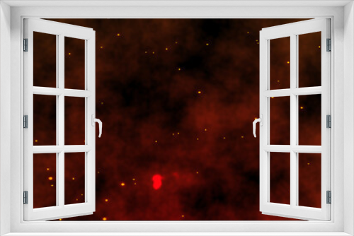 Fototapeta Naklejka Na Ścianę Okno 3D - Fire embers particles over black background. 
Fire sparks background. 
Abstract dark glitter fire particles lights.