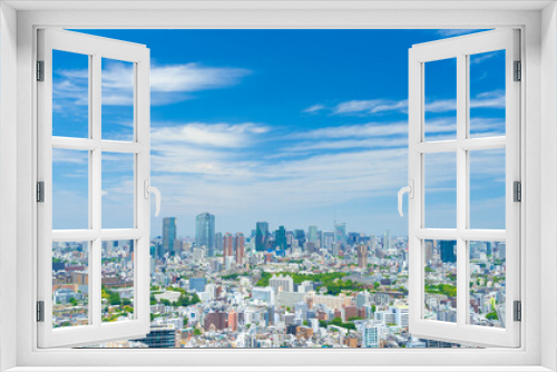 Fototapeta Naklejka Na Ścianę Okno 3D - 東京風景　春の日差し青空と緑