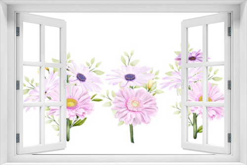 Fototapeta Naklejka Na Ścianę Okno 3D - beautiful bouquets flowers illustration
