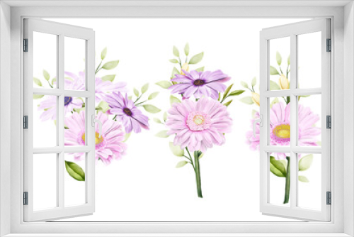 Fototapeta Naklejka Na Ścianę Okno 3D - beautiful bouquets flowers illustration