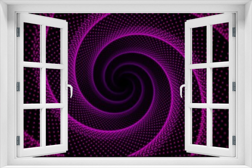 Fototapeta Naklejka Na Ścianę Okno 3D - Abstract neon dots tunnel. Glowing wormhole background