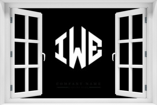 IWE letter logo design with polygon shape. IWE polygon logo monogram. IWE cube logo design. IWE hexagon vector logo template white and black colors. IWE monogram. IWE business and real estate logo. 