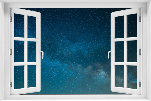 Fototapeta Naklejka Na Ścianę Okno 3D - On the starry night sky, the Milky Way. The bright blue colors of the sky and the quiet twinkling of the stars create a fabulous picture. High angle view. Background. Wallpaper.