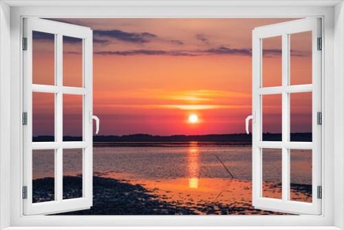 Fototapeta Naklejka Na Ścianę Okno 3D - Sonnenaufgang im Wattenmeer auf der Insel Amrum