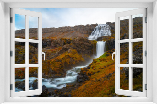 Fototapeta Naklejka Na Ścianę Okno 3D - Dynjandi or Fjallfoss waterfall in The Westfjords region in north Iceland. Beautiful nature icelandic landscape