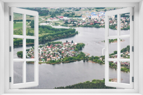 Fototapeta Naklejka Na Ścianę Okno 3D - View from airplane on Earth surface - river. the Volga River