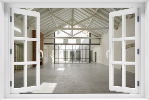 Fototapeta Naklejka Na Ścianę Okno 3D - Empty industrial style loft in wharehouse