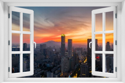 Fototapeta Naklejka Na Ścianę Okno 3D - Skyline of Nanjing City at Sunrise in Summer