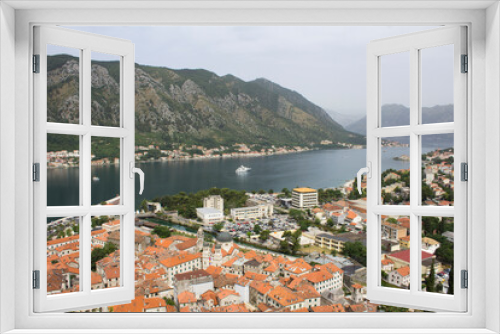 Fototapeta Naklejka Na Ścianę Okno 3D - Panoramic view of the city and bay on the summer day. Kotor. Montenegro.