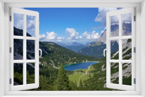 Fototapeta Naklejka Na Ścianę Okno 3D - High angle view of Seebensee lake (Austria).