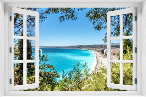 Fototapeta Naklejka Na Ścianę Okno 3D - Panorama sur la baie des anges à Nice depuis la colline  du château