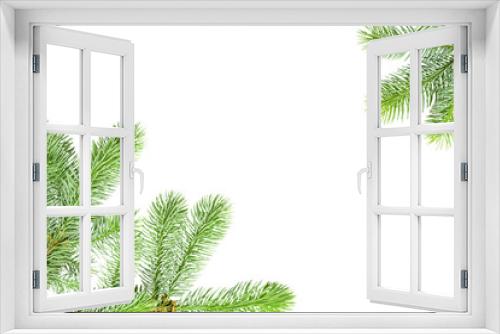 Fototapeta Naklejka Na Ścianę Okno 3D - white background with a frame of fir branches isolated on white with copy space