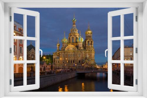 View of the Cathedral of the Resurrection of Christ (Savior on Spilled Blood) on a white night, Saint Petersburg