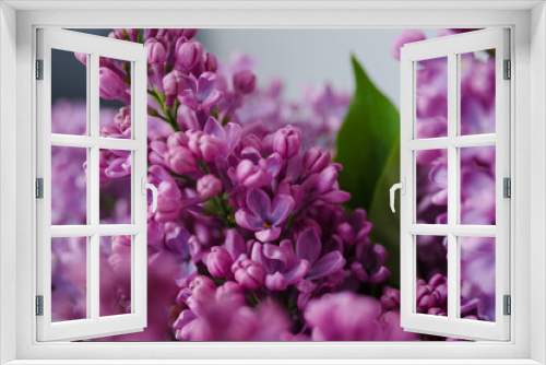 Fototapeta Naklejka Na Ścianę Okno 3D - Beautiful tender young spring flowers of lilac. Macro shot of small lilac flowers, spring background.