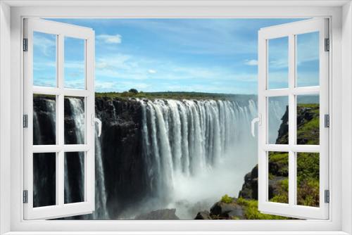 Fototapeta Naklejka Na Ścianę Okno 3D - Victoria Falls or  Mosi-oa-Tunya  (The Smoke that Thunders) and Zambezi River Zimbabwe / Zambia border Southern Africa