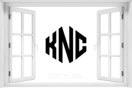 KNC letter logo design with polygon shape. KNC polygon logo monogram. KNC cube logo design. KNC hexagon vector logo template white and black colors. KNC monogram, KNC business and real estate logo. 