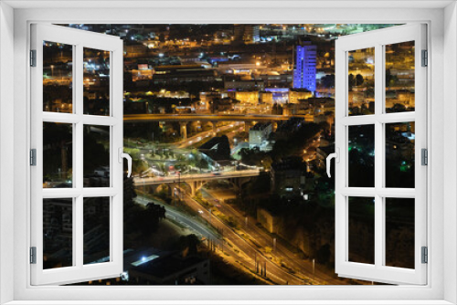 Fototapeta Naklejka Na Ścianę Okno 3D - Night city, view from Mount Carmel, Haifa.