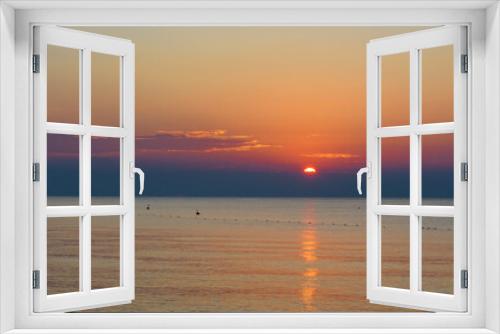 Fototapeta Naklejka Na Ścianę Okno 3D - Beautiful seascape, sunset over the sea. Camyuva, Kemer Turkey