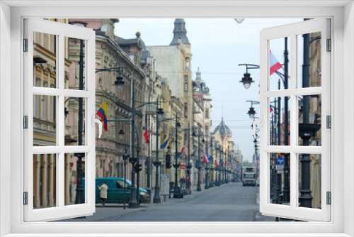 Fototapeta Naklejka Na Ścianę Okno 3D - City panorama with beautiful architecture. Street in Polish town