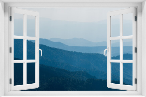 Fototapeta Naklejka Na Ścianę Okno 3D - silhouette of european blue mountains