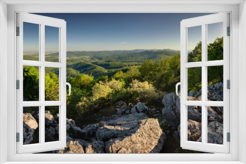 Fototapeta Naklejka Na Ścianę Okno 3D - Panorama of forest and mountain in Carpathian with sun, Slovakia